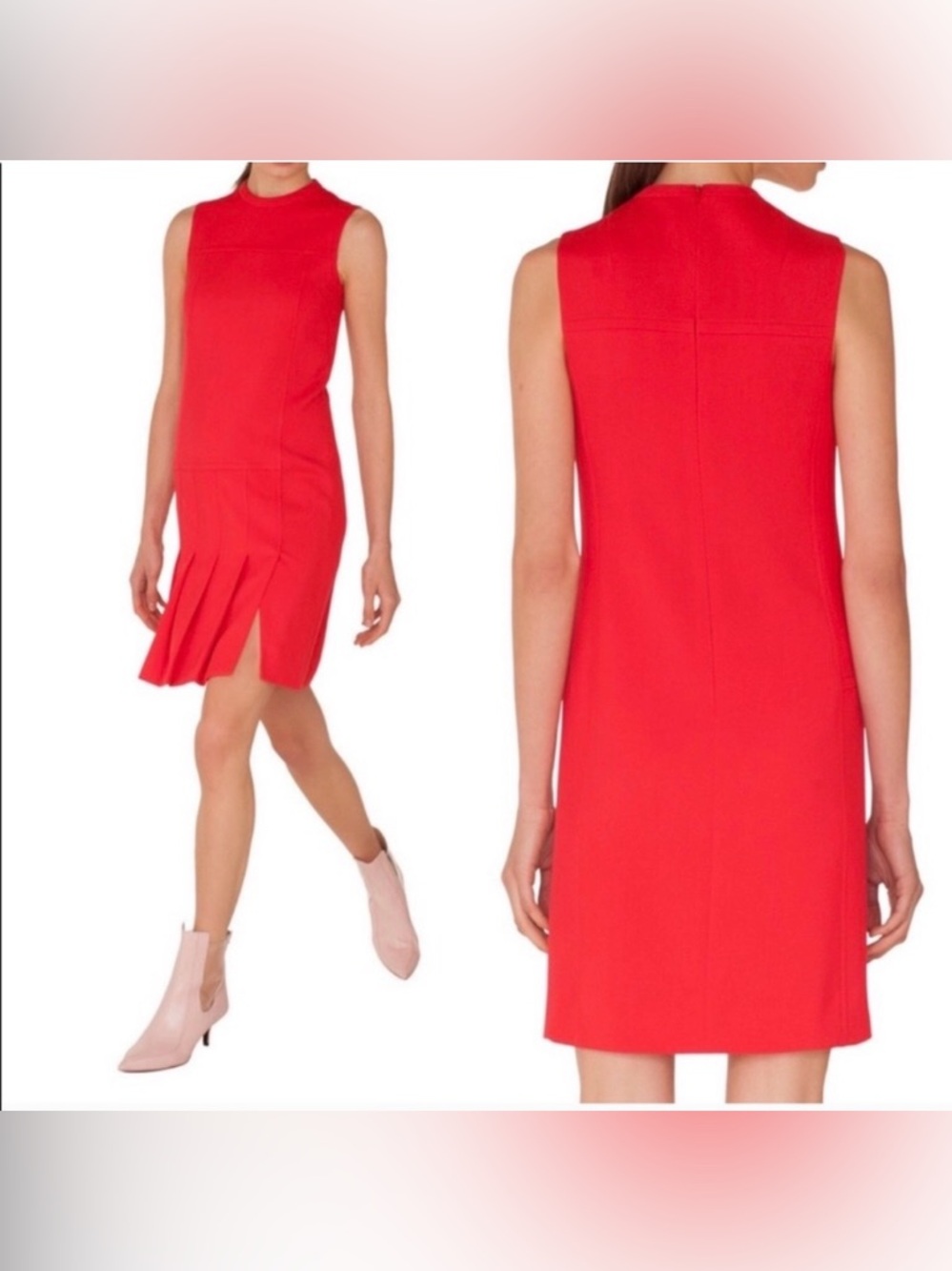 AKRIS punto Pleated Front
Wool Shift Dress Red Size 12 $1190